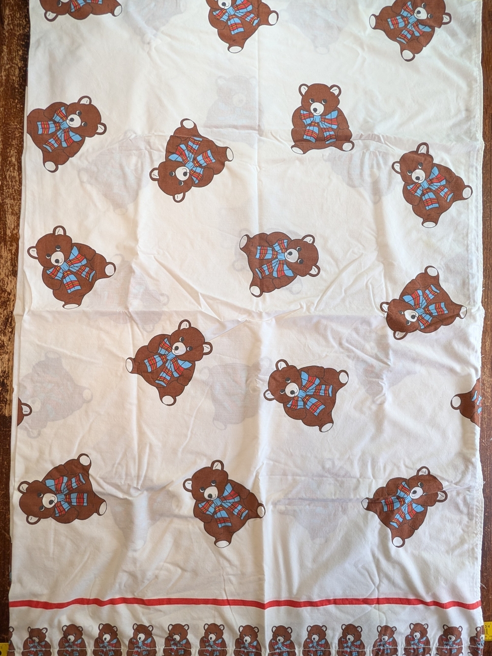 Teddy Bear Vintage Flat Sheet Twin Size Kids Cute Single Retro Adorable
